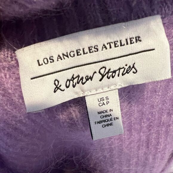 & Other Stories wool blend polo collar sweater in lilac size small - Picture 5 of 6